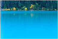 Ice Blue Lake, Reflections: Joffre Lakes, BC, Canada (2002) - Fine art photograph of blue water, reflections, and fall colors